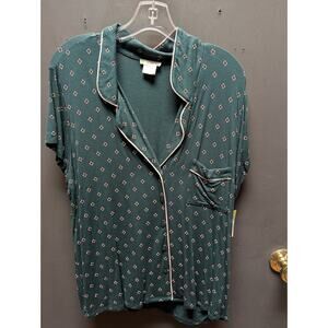 Shimera Green PJ top pajama button up size Large NEW